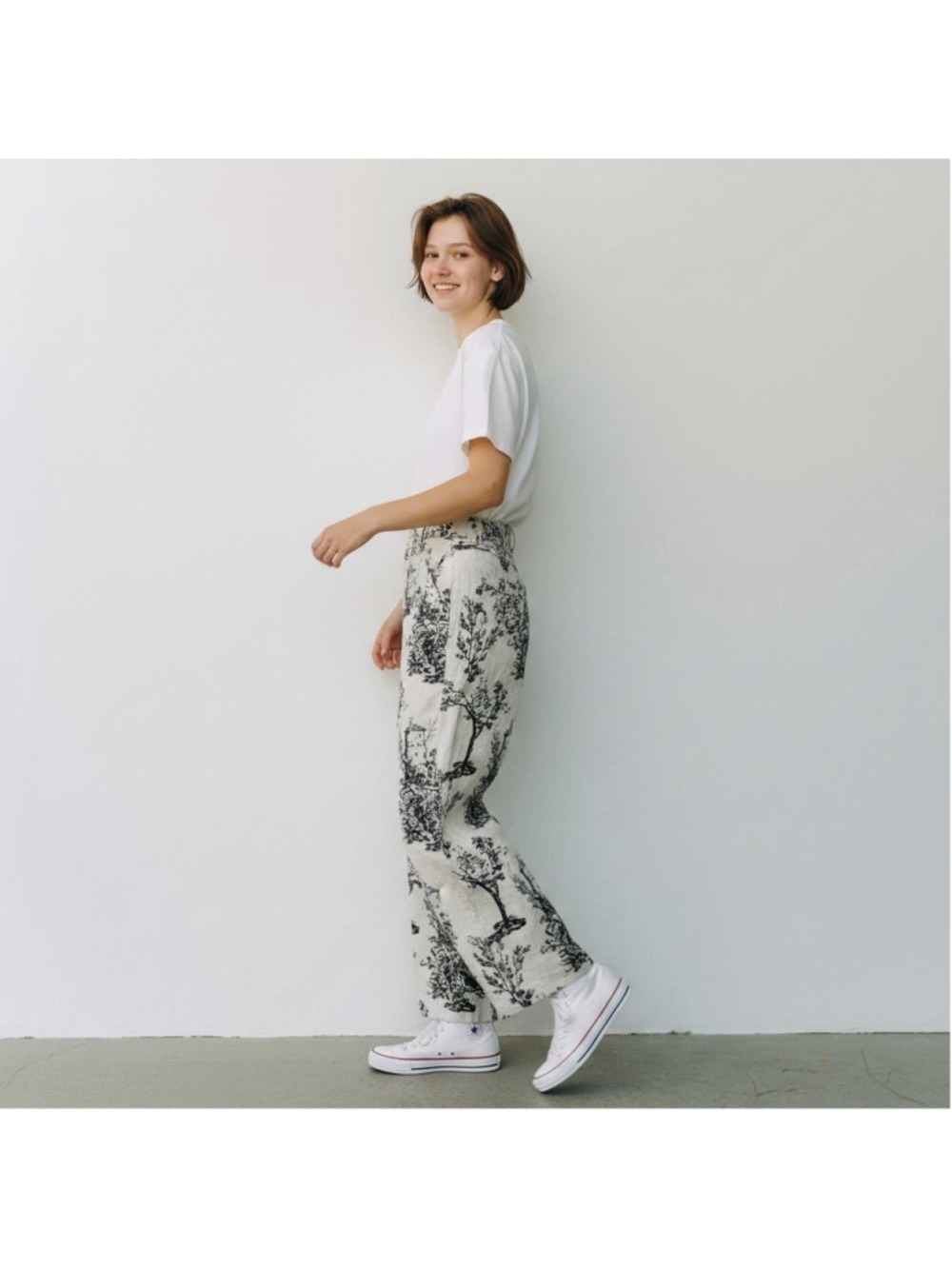 Joie Linen Lightweight Wide Leg Pants Size 8 Artist Painting Toile de Jouy Print - Picture 4 of 7
